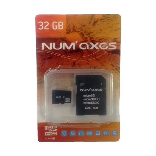 Num'axes carte micro sd 32 go classe 10 avec adaptateur