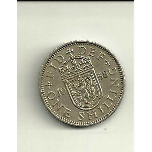 One Schilling 1958 1ère Effigie, Sans "Britt:Omn:", Blason De L'écosse