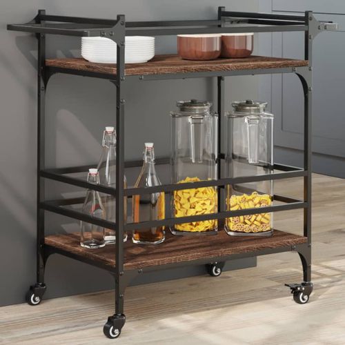 vidaXL Chariot de cuisine chêne marron 82x40x78,5 cm bois d'ingénierie