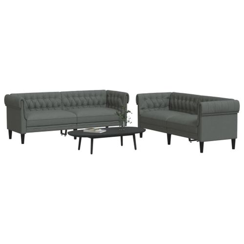 Vidaxl Ensemble De Canapés 2 Pcs Gris Foncé Tissu
