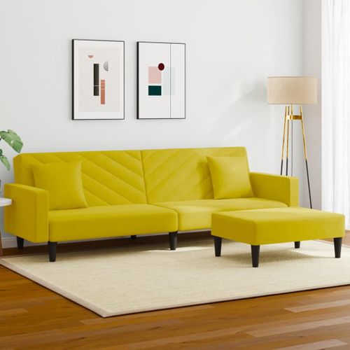 Vidaxl Ensemble De Canapés 2 Pcs Avec Coussins Jaune Velours