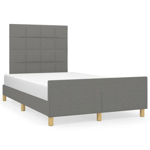Vidaxl Cadre De Lit Avec Tête De Lit Gris Foncé 120x190 Cm Tissu