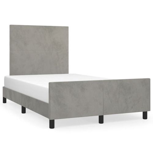 Vidaxl Cadre De Lit Avec Tête De Lit Gris Clair 120x190 Cm Velours