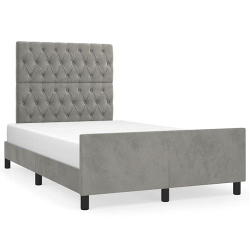 Vidaxl Cadre De Lit Avec Tête De Lit Gris Clair 120x190 Cm Velours
