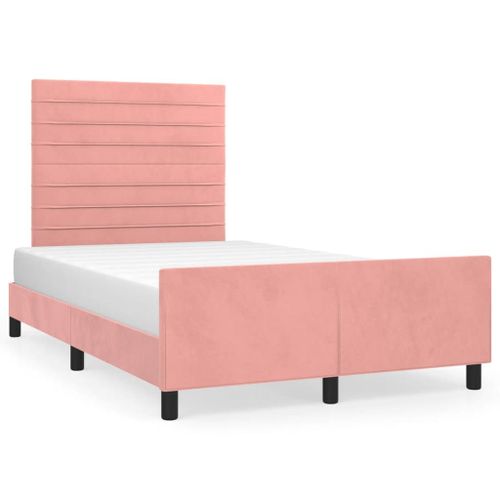 Vidaxl Cadre De Lit Avec Tête De Lit Rose 120x190 Cm Velours