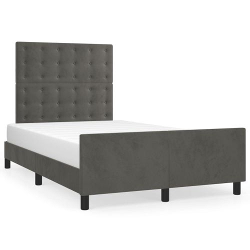 Vidaxl Cadre De Lit Avec Tête De Lit Gris Foncé 120x190 Cm Velours