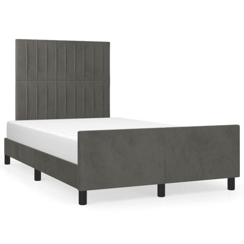 Vidaxl Cadre De Lit Avec Tête De Lit Gris Foncé 120x190 Cm Velours