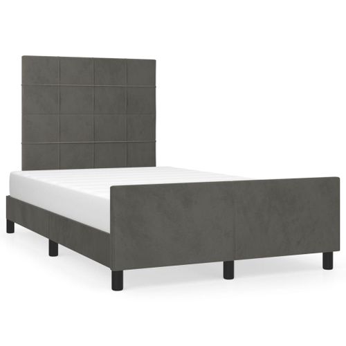 Vidaxl Cadre De Lit Avec Tête De Lit Gris Foncé 120x190 Cm Velours