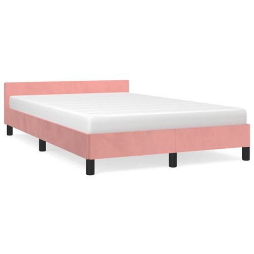 Vidaxl Cadre De Lit Avec Tête De Lit Rose 120x190 Cm Velours