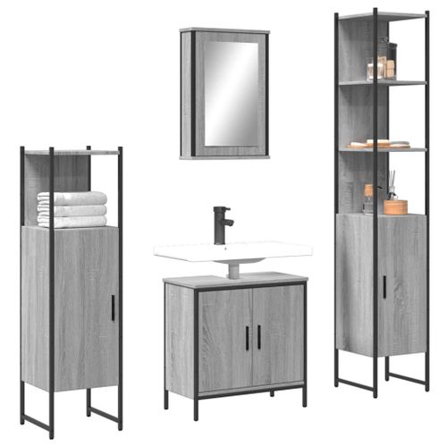 Vidaxl Ensemble De Meubles De Salle De Bain 4 Pcs Sonoma Gris