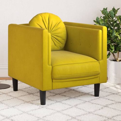 Vidaxl Fauteuil Avec Coussin Jaune Velours