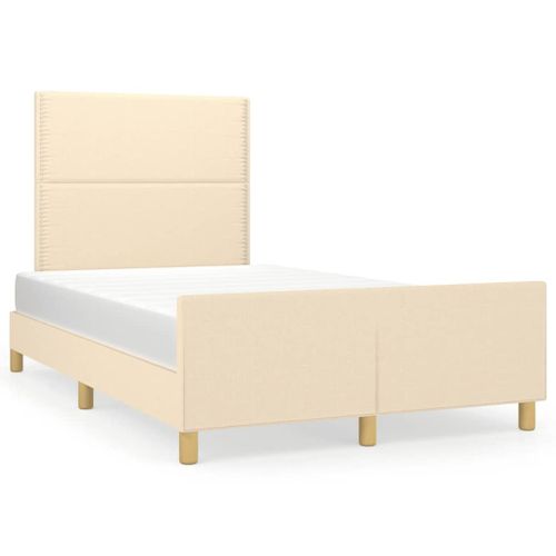Vidaxl Cadre De Lit Avec Tête De Lit Crème 120x190 Cm Tissu
