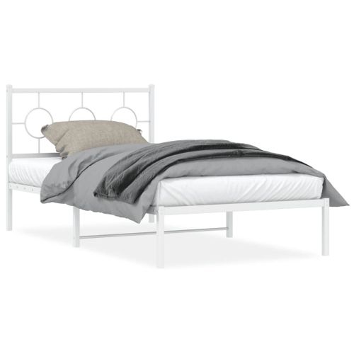 Vidaxl Cadre De Lit Métal Sans Matelas Et Tête De Lit Blanc 100x190 Cm