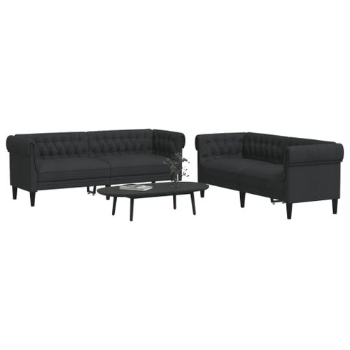 Vidaxl Ensemble De Canapés 2 Pcs Noir Tissu