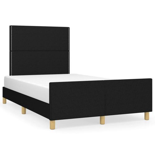 Vidaxl Cadre De Lit Avec Tête De Lit Noir 120x190 Cm Tissu