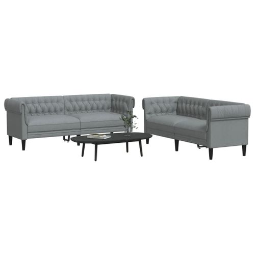Vidaxl Ensemble De Canapés 2 Pcs Gris Clair Tissu
