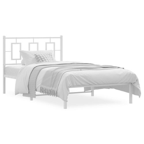 Vidaxl Cadre De Lit Métal Sans Matelas Et Tête De Lit Blanc 100x190 Cm