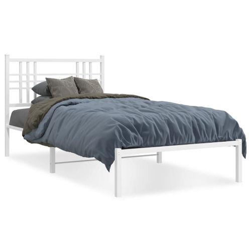 Vidaxl Cadre De Lit Métal Sans Matelas Et Tête De Lit Blanc 100x190 Cm