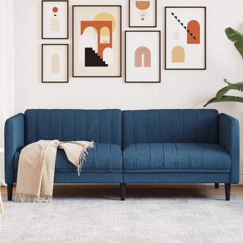 Vidaxl Canapé À 3 Places Bleu Tissu