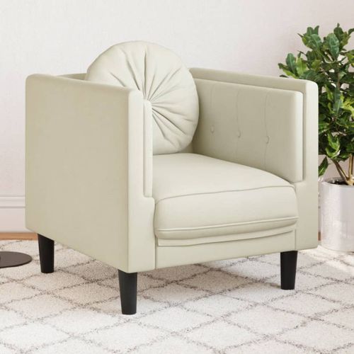 Vidaxl Fauteuil Avec Coussin Crème Velours