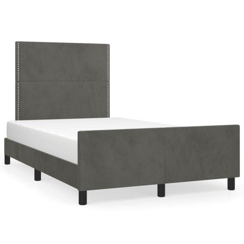 Vidaxl Cadre De Lit Avec Tête De Lit Gris Foncé 120x190 Cm Velours