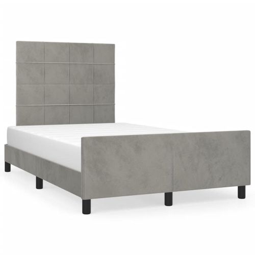 Vidaxl Cadre De Lit Avec Tête De Lit Gris Clair 120x190 Cm Velours