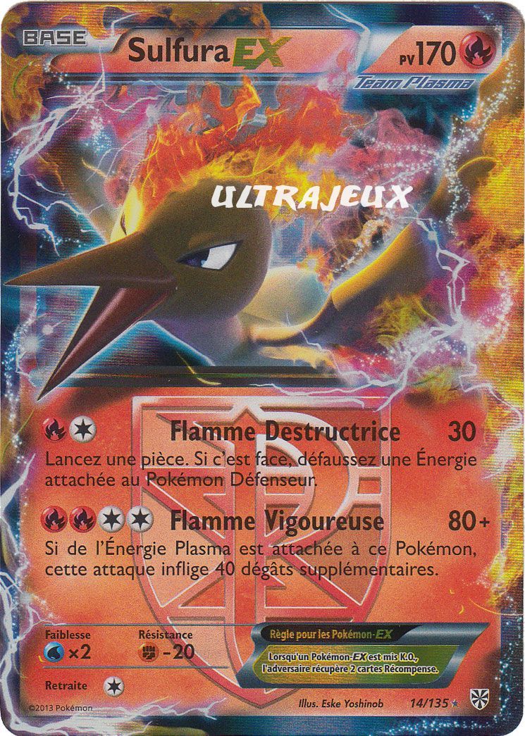 Pokémon - 14/138 - Noir & Blanc - Tempête Plasma - Sulfura Ex De Team Plasma - Ex