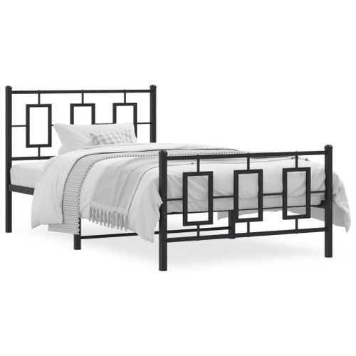 Vidaxl Cadre De Lit Métal Sans Matelas Avec Pied De Lit Noir 100x190cm