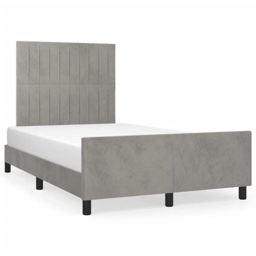 Vidaxl Cadre De Lit Avec Tête De Lit Gris Clair 120x190 Cm Velours