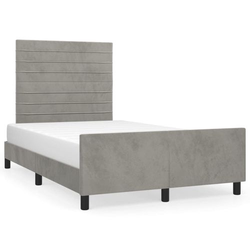 Vidaxl Cadre De Lit Avec Tête De Lit Gris Clair 120x190 Cm Velours