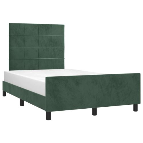 Vidaxl Cadre De Lit Avec Tête De Lit Vert Foncé 120x190 Cm Velours