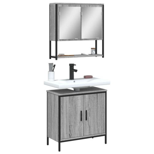 Vidaxl Ensemble De Meubles De Salle De Bain 2 Pcs Sonoma Gris