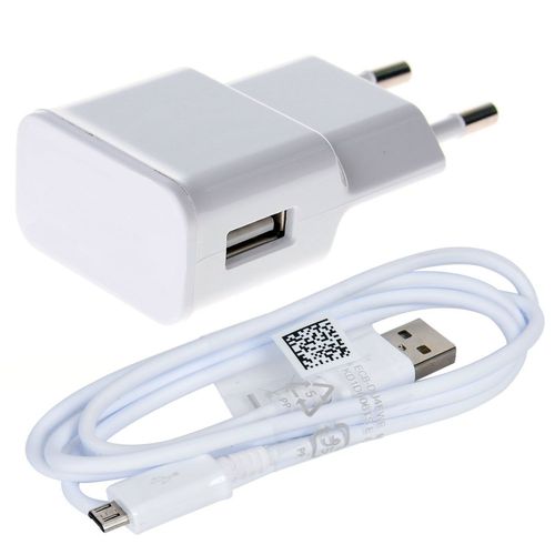 Chargeur Secteur Usb + Câble Data Micro Usb Pour Samsung Galaxy S6 Edge+ En Blanc Newc®