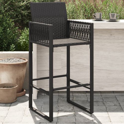 Vidaxl Tabourets De Bar De Jardin Lot De 2 Noir Résine Tressée