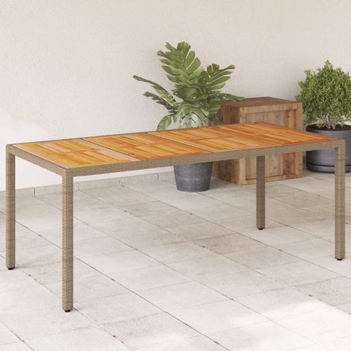 Vidaxl Table De Jardin Beige 190x90x75 Cm Résine Tressée Bois D'acacia