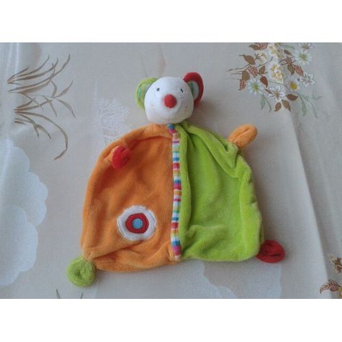 Doudou Plat Souris Orange Et Verte Baby Club C&a