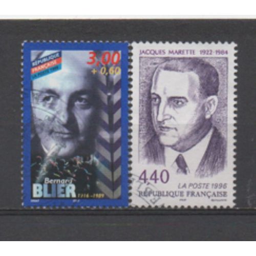 France: Lot De 2 Timbres Représentant Des Personnages Célèbres Émis En 1996 Et  1998. N° 3015 Et 3191