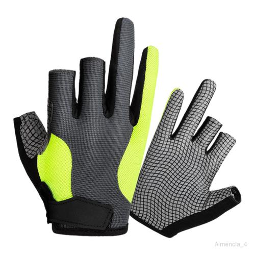 Gants À 3 Doigts Coupés Absorbant La Sueur Pour Pique-Nique Camping Sports Grisfluorescentvert