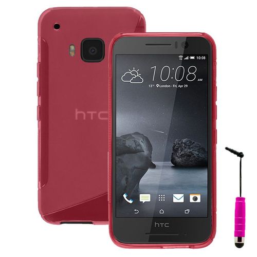 Coque Silicone Pour Htc One S9 Gel Motif S Au Dos - Rose + Mini Stylet