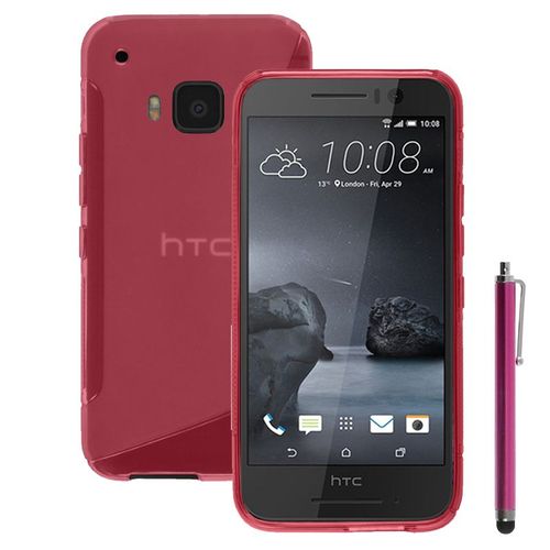 Coque Silicone Pour Htc One S9 Gel Motif S Au Dos - Rose + Stylet