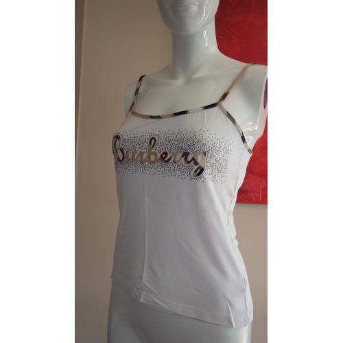 Top Avec Strass L Burberry Viscose 40 Blanc