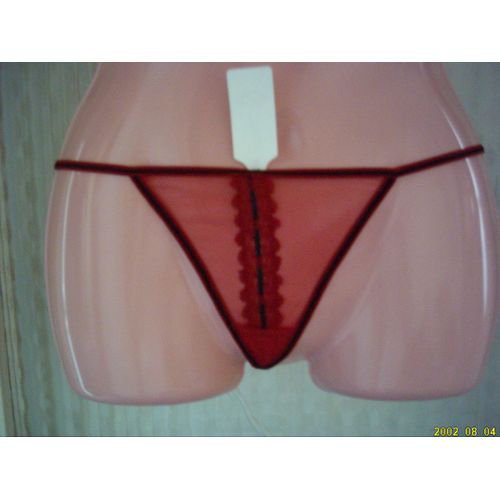 String Sexy Rouge & Noir Avec Dentelle, Taille : Unique.