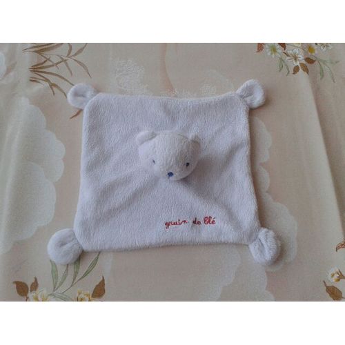 Doudou Plat Ours Blanc Grain De Blé
