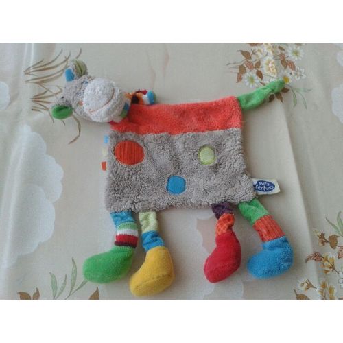 Doudou Plat Girafe/Vache/Cheval Multicolore Mots D'enfants