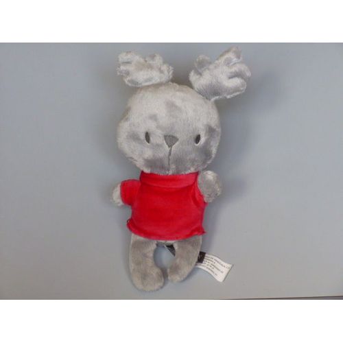 Doudou Cerf Renne Gris Et Pull Rouge Orchestra Env. 28cm