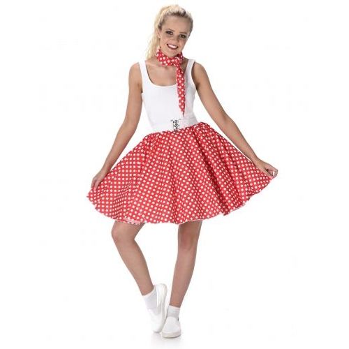 Déguisement Années 50 Rouge À Pois Femme, Taille Large