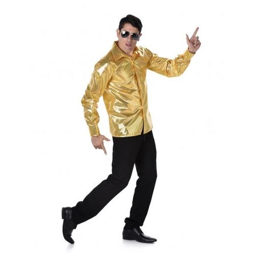 Chemise Disco À Sequins Dorés Homme, Taille Xl