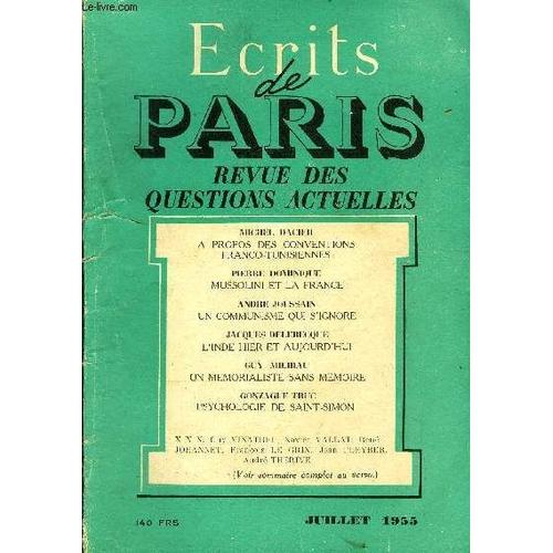 Ecrits De Paris - Revue Des Questions Actuelles N°128 - Michel Dacier :A Propos Des Conventions Franco-Tunisiennes. Xxx :L¿Irlande, Avant-Poste De L¿Occident Europeen. Pierre Dominique ...