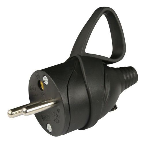 Fiche mâle anneau -16A 2P + T - Noir
