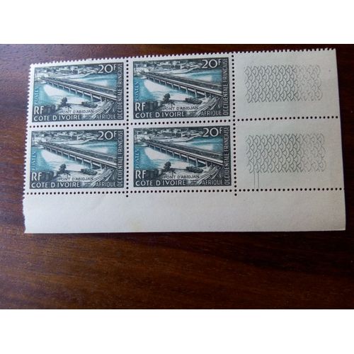 Timbres 20 F Côte D'ivoire Afrique Occidentale Française Pont D'abidjan